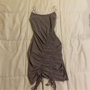Elegant Grey Ruched Dress